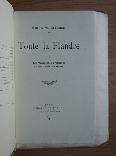 Emile Verhaeren - Toute la flandre (volumul 1,1920)