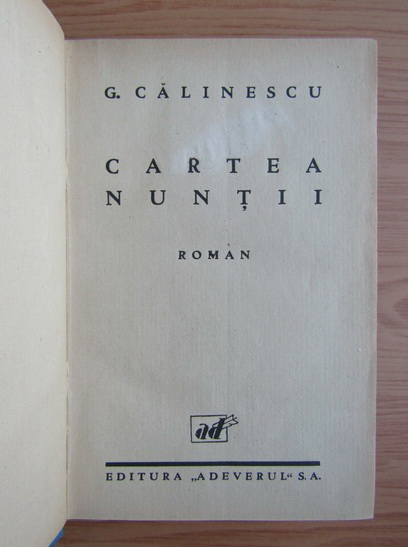 George Calinescu - Cartea nuntii (1940)