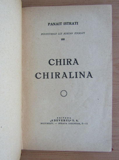 Panait Istrati - Chira Chiralina (1940)