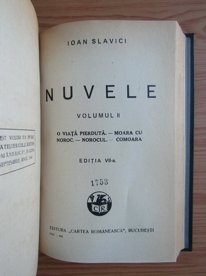 Ioan Slavici - Nuvele (1940, 2 volume coligate)
