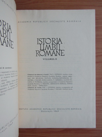 Istoria limbii romane (volumul 2)
