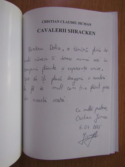 Anticariat: Cristian Claudiu Jicman - Cavalerii Shracken (cu autograful autorului)