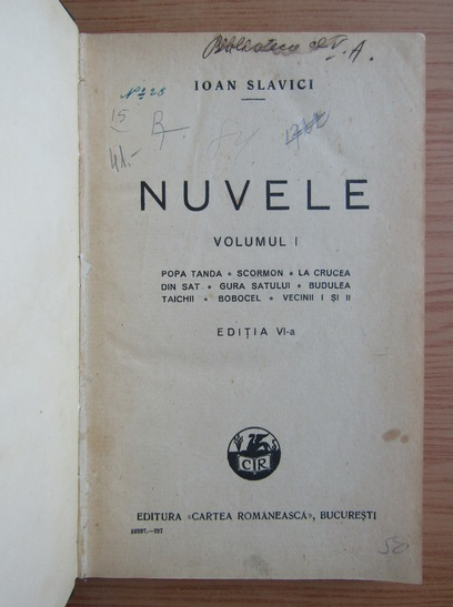 Ioan Slavici - Nuvele (volumul 1, 1927)