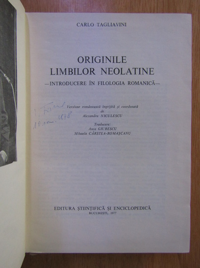Carlo Tagliavini - Originile limbilor neolatine