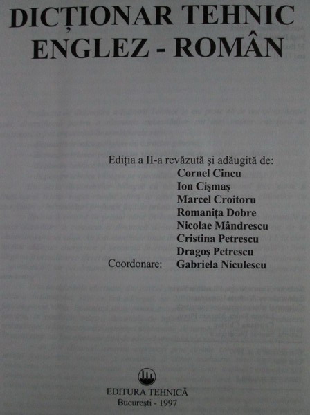 Gabriela Niculescu - Dictionar tehnic Englez-Roman