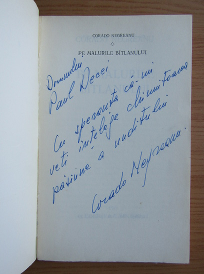 Anticariat: Corado Negreanu - Pe malurile Batlanului (cu autograful autorului)