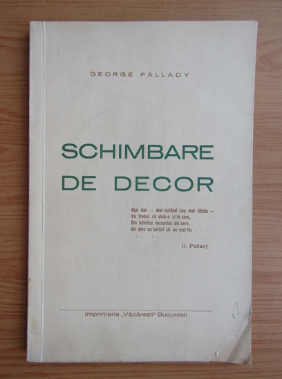 Anticariat: George Pallady - Schimbare de decor (1940)