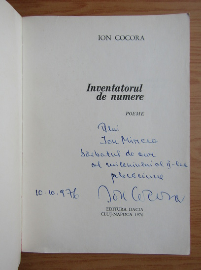 Anticariat: Ion Cocora - Inventatorul de numere (cu autograful autorului)