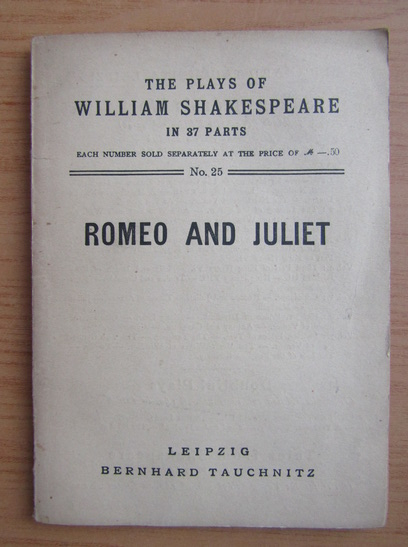 Anticariat: William Shakespeare - Romeo and Juliet (1868)