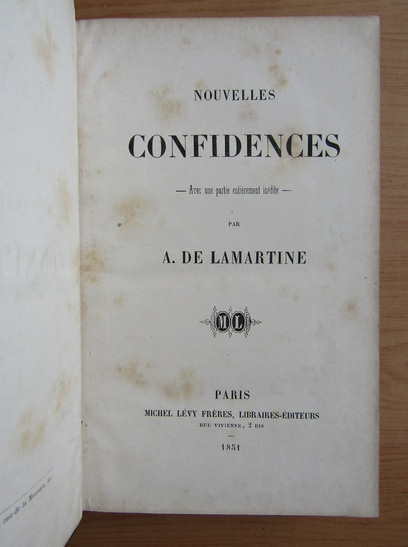 A. de Lamartine - Nouvelles confidences (1851)