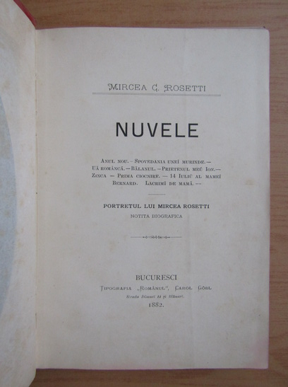 Mircea C. Rosetti - Nuvele (1882)
