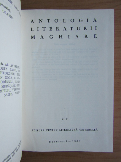 Antologia literaturii maghiare (volumul 2)