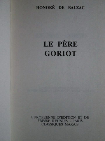 Honore de Balzac - Le pere Goriot