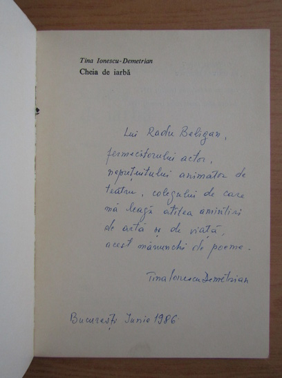Anticariat: Titu Ionescu Demetrian - Cheia de iarba (cu autograful autorului)