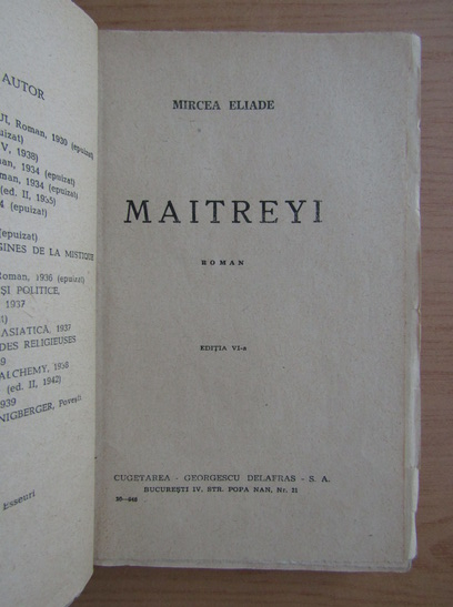 Mircea Eliade - Maitreyi (1946)