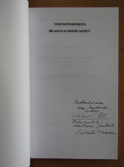 Anticariat: Constantin Mironescu - Melancolia dinspre asfintit (cu autograful autorului)