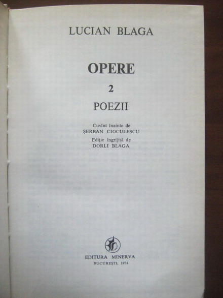 Lucian Blaga - Opere, volumul 2 (Poezii)