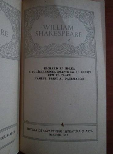 Shakespeare - Opere (volumul 7, coperti cartonate)