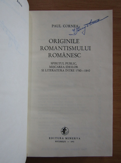 Paul Cornea - Originile romantismului romanesc