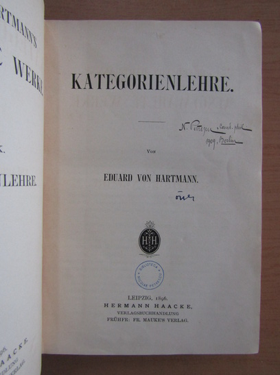 Eduard de Hartmann - Kategorienlehre