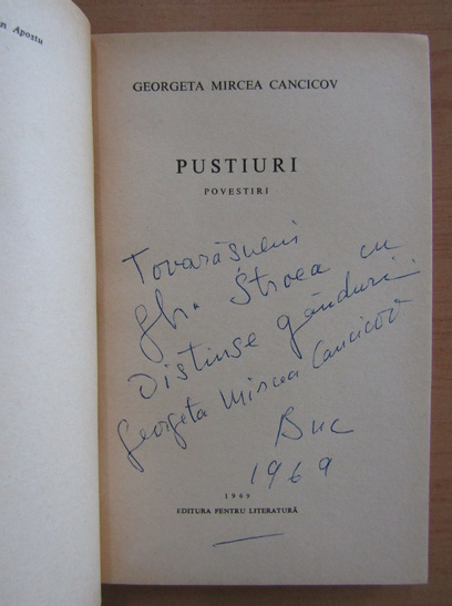 Anticariat: Georgeta Mircea Cancicov - Pustiuri (Cu autograful autoarei)