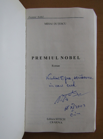Anticariat: Mihai Dutescu - Premiul Nobel (cu autograful autorului)