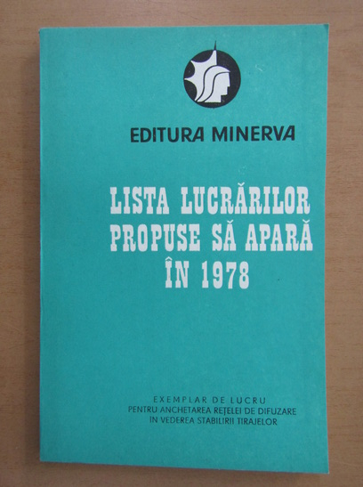 Anticariat: Editura Minerva. Lista lucrarilor propuse sa apara in 1978