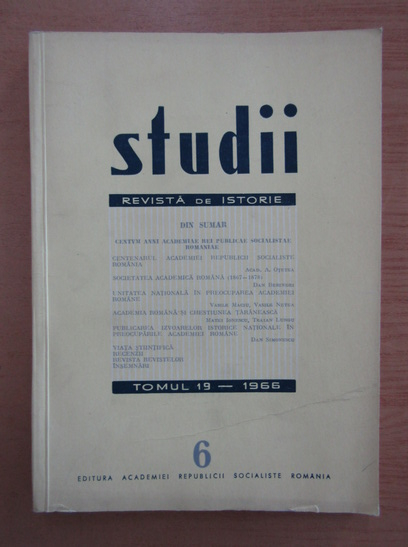 Anticariat: Studii. Revista de istorie, tomul 19, nr. 6, 1966