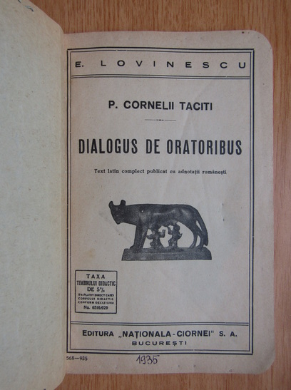 P. Cornelii Taciti - Dialogus de oratoribus