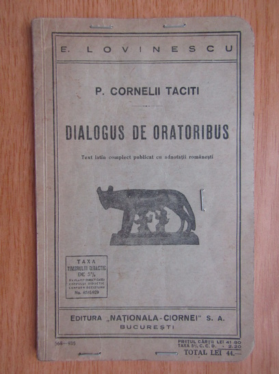 Anticariat: P. Cornelii Taciti - Dialogus de oratoribus
