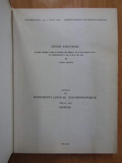 Monumenta linguae dacoromanorum. Biblia 1688, volumul 1. Genesis