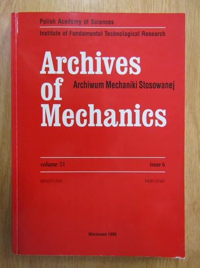 Anticariat: Archives of Mechanics, volumul 51, nr. 6
