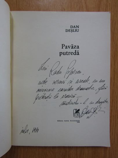Anticariat: Dan Desliu - Pavaza putreda (cu autograful autorului)
