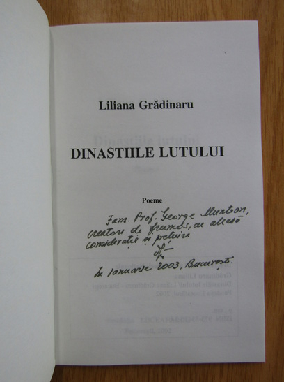 Anticariat: Liliana Gradinaru - Dinastia lutului (cu autograful autoarei)