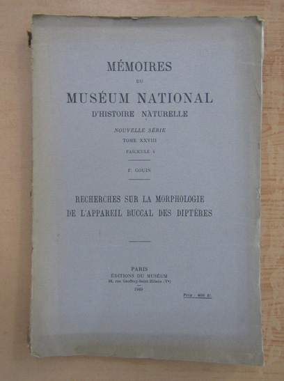 Anticariat: F. Gouin - Memoires du museum national d'histoire naturelle (volumul 28)