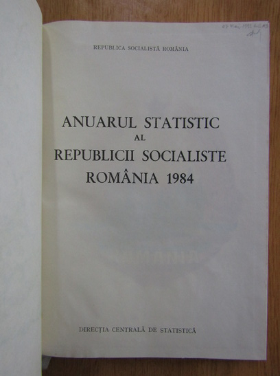 Anuarul statistic al Republicii Socialiste Romania 1984