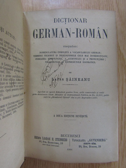 Lazar Saineanu - Dictionar german roman