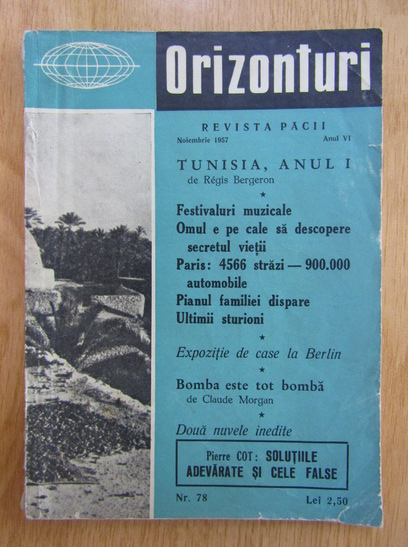 Anticariat: Revista Orizonturi, anul VI, nr. 78, noiembrie 1957
