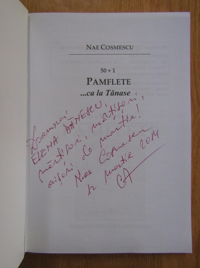 Anticariat: Nae Cosmescu - 50 plus 1 pamflete...ca la Tanase (cu autograful autorului)