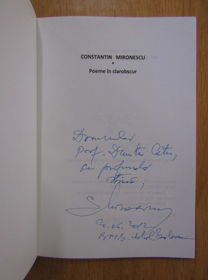 Anticariat: Constantin Mironescu - Poeme in clarobscur (cu autograful autorului)