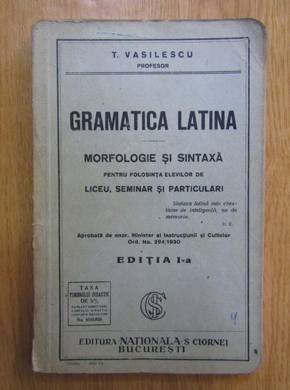 Anticariat: T. Vasilescu - Gramatica latina