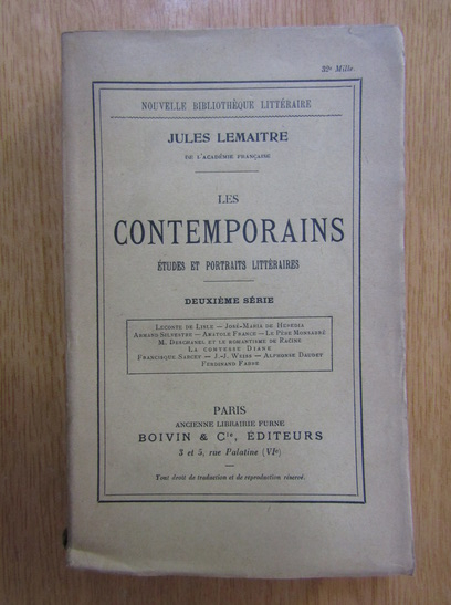 Anticariat: Jules Lemaitre - Les contemporains (volumul 2)