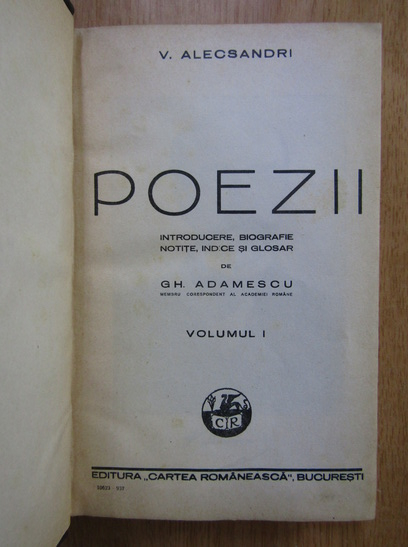 Vasile Alecsandri - Poezii (volumul 1)