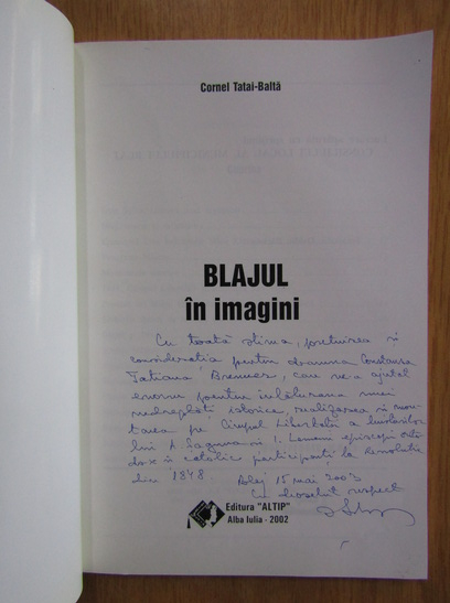 Anticariat: Cornel Tatai-Balta - Blajul in imagini (cu autograful autorului)