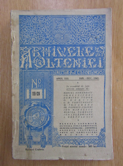 Anticariat: Arhivele Olteniei, anul XIX, nr. 119-124, ianuarie-decembrie 1942