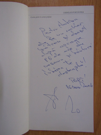 Anticariat: Cornelius Fuscus Folk - Cuvinte gasite in sertare prafuite (cu autograful autorului)