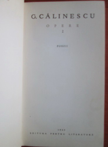 George Calinescu - Opere, volumul 2 (Poezii)