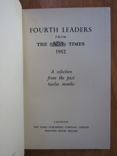Fourth Leaders from The Times 1952
