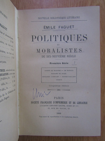 Emile Faguet - Politiques et moralistes (volumul 1)