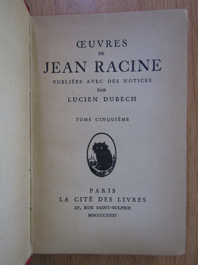 Jean Racine - Oeuvres (volumul 5)